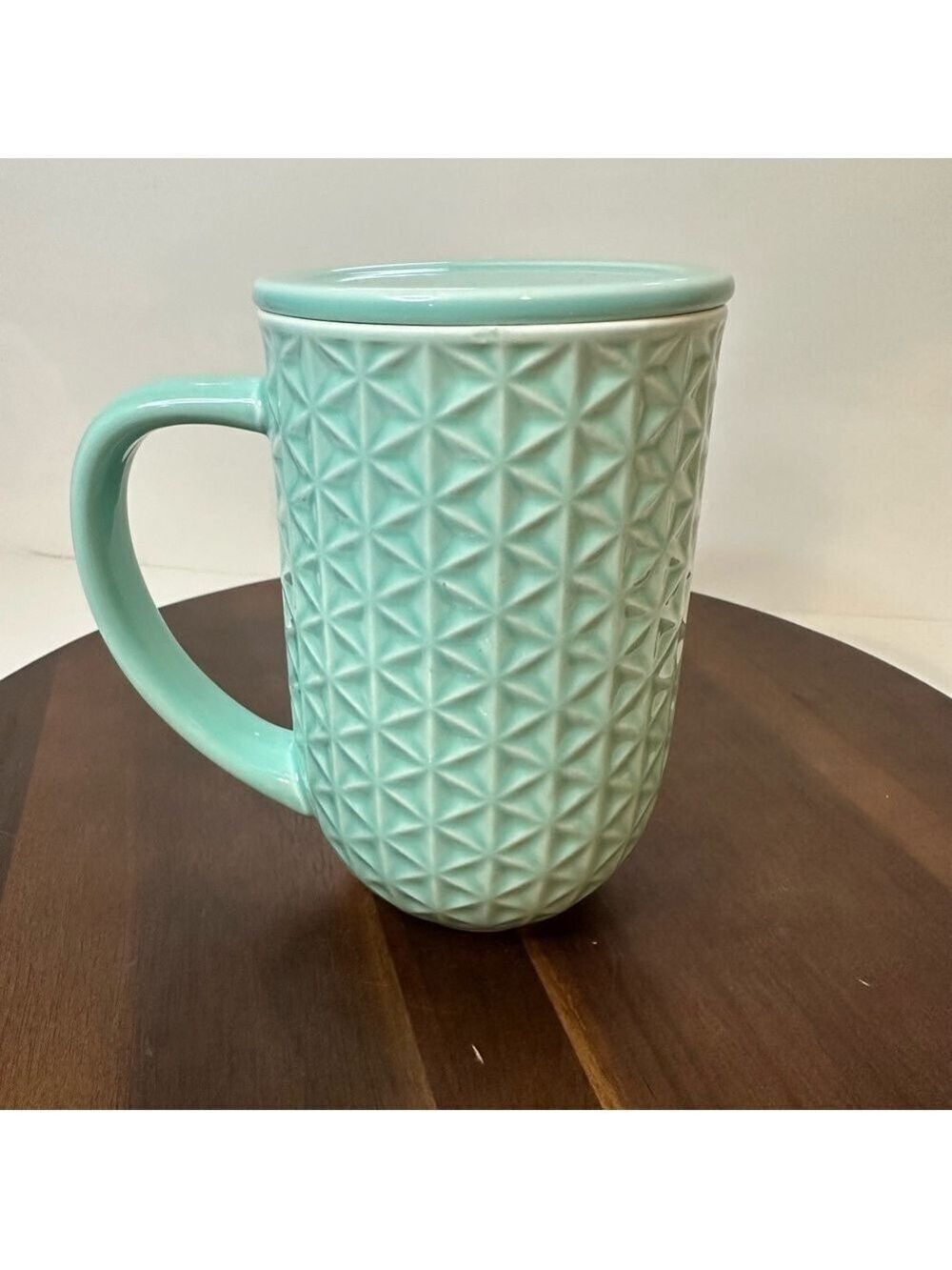 DAVIDsTEA Nordic Mug with Lid – Teal “Forget-Me-Not” Pattern (Retired)